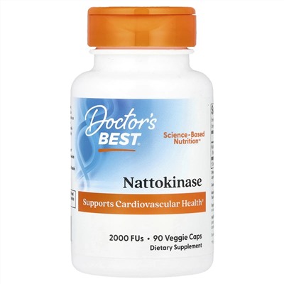 Doctor's Best, наттокиназа, 2000 FU, 90 вегетарианских капсул