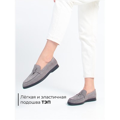 Лоферы туфли ED'ART 170.2614'bl. Серый замок замша