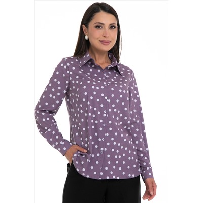 Рубашка сиреневая в горошек