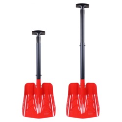 Лопата лавинная алюминиевая ИРЕМЕЛЬ СНЕГОВИК IR174 двухсекционная, T-образная рукоять-телескоп, длина 80/60см, лезвие 24.8х23см, чёрно-красная/уп10