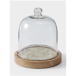 Клош стеклянный, 18×18×20.5 см, дерево