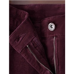 Укороченные эластичные брюки слим из микро вельвета