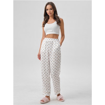 Брюки белые в сердечко с карманами