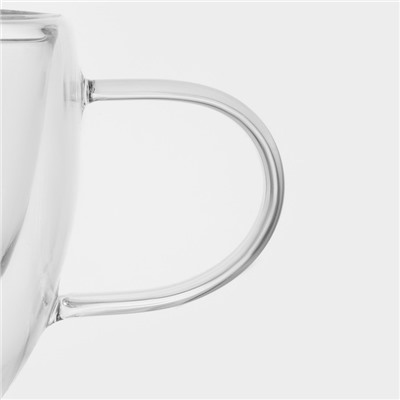 Кружка с двойными стенками Magistro «Дуо. Coffee», 200 мл, стекло, прозрачная