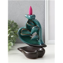 Подставка для благовоний TAKE IT EASY «Сердце», набор благовоний конусы, стелющийся дым, зелёное, 13×9×16 см