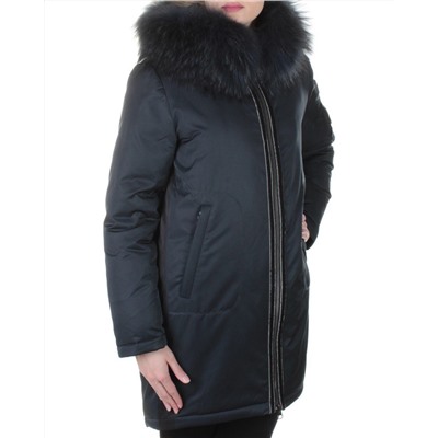 E-1961 DK. BLUE Пальто женское с мехом Evcanbady