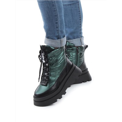 02-FAS16-3Z GREEN/BLACK Дутики женские (искусственная кожа, плащевая ткань, шерсть)