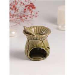 Аромалампа для эфирных масел «Бабочка на цветке», керамика, т. беж, 7.5×8.5×9.8 см