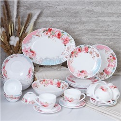 Столовый набор 36 предметов / 36/LHP-FW4 (6801) /уп 2/ Розы на голубом
