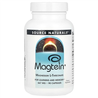 Source Naturals, Magtein, L-треонат магния, 667 мг, 90 капсул