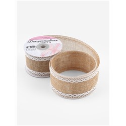 Лента текстильная «Кружево», 50 мм, 4.5 ± 0.5 м, цвет бежевый