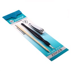 Zinger Набор маникюрных инструментов: книпсер, триммер, апельсиновая палочка / Classic SIS-44, 3 предмета