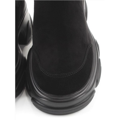 01-H23B-40B BLACK Ботинки демисезонные женские (натуральная замша, байка)