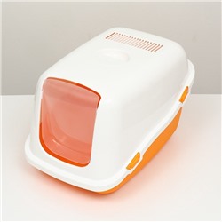 Pet-it домик-туалет для кошек COMFORT, (совок в наборе), 57×39×41, оранжевый/белый