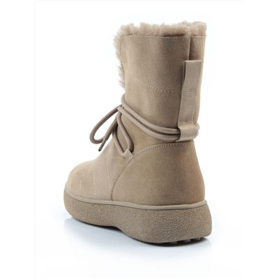 04-PAL271-3Z GREEN/SANDY Ботинки зимние женские (натуральная замша, 100% шерсть, натуральный мех)