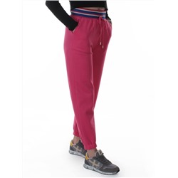 2615 CRIMSON Брюки утепленные спортивные женские (85% хлопок, 10% полиэстер, 5% спандекс)