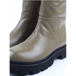 02-E39B-53JN GREEN Сапоги демисезонные женские (натуральная кожа)