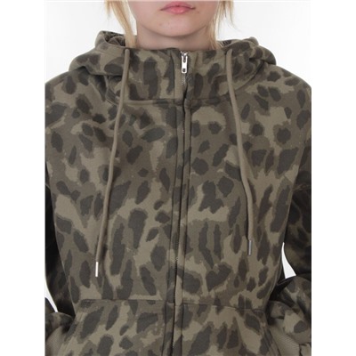 869-3 GREEN/LEOPARD Костюм спортивный зимний женский (95% хлопок, 5% полиэстер)