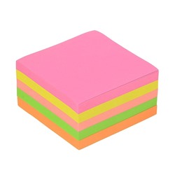 Блок с липким краем, 76×76 мм, 400 листов, флуоресцентные, 5 цветов, МИКС
