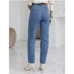 Джинсы мом фит из эластичного плотного денима