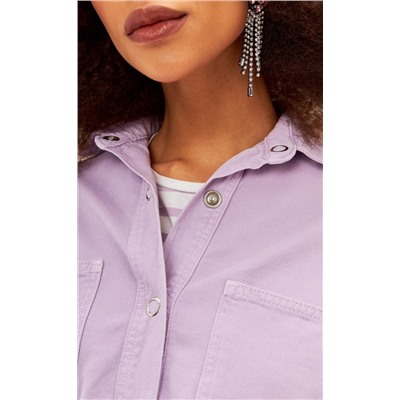 Рубашка женская джинсовая с длинным рукавомTP12-01-2021 лиловая