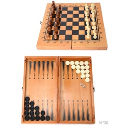 Игра настольная 3 в 1: нарды, шахматы, шашки / 341-161 /уп 48/