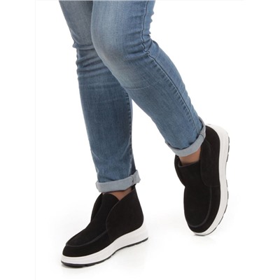 01-5280-5 BLACK Ботинки демисезонные женские (натуральная замша, байка)