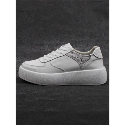 03-C140-9 WHITE Полуботинки спортивные женские (натуральная кожа)