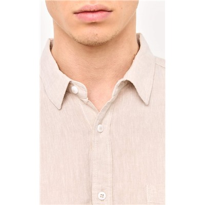 Рубашка д/р лен F111-0450-1 beige