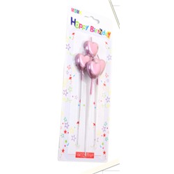 Свеча 4 штуки Сердце набор / GT-6pink /уп 24/360/ розовая