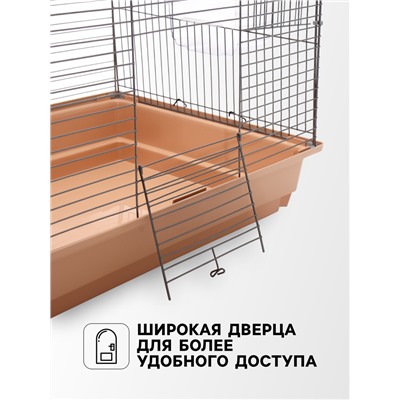 Клетка для птиц «Пижон» №104-Б, разборная, 2 секции, 58×40×88 см, бежевая