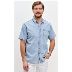 Рубашка мужская джинсовая с коротким рукавом F311-1240 голубая