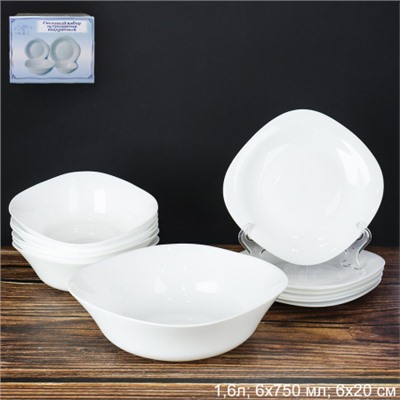 Столовый набор 13 предметов квадратный  Sq13 87595 (WHITE) (уп 2) белая коробка