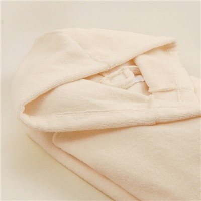 Халат махровый с капюшоном женский SL HOME: Basic «Айвори», хлопок 100%, молочный