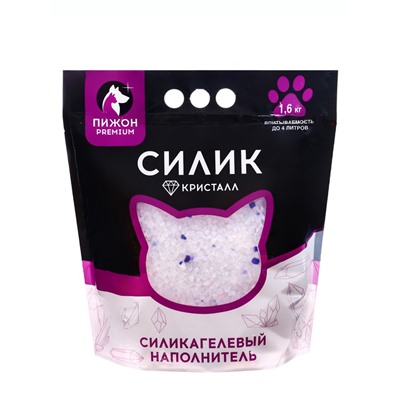 Наполнитель силикагелевый «Пижон Premium Crystal», колотый, 4 л