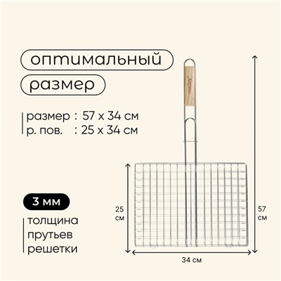 Решётка - гриль для рыбы maclay, 25x34 см, нержавеющая сталь, для мангала