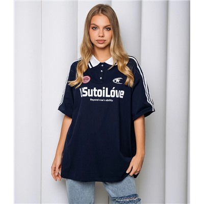 Футболка #КТ1716, тёмно-синий