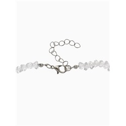 Колье «Дуга» водопад, белое в серебре