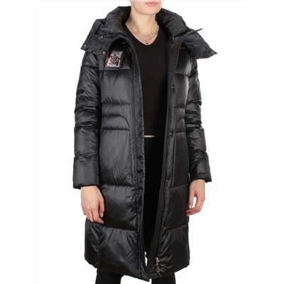 9110 BLACK Пальто зимнее женское FLOWERROVE (200 гр. холлофайбера)