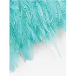 Перья петуха декоративные, на ленте, 10-15 см, 5±0.5 м, светло-голубые