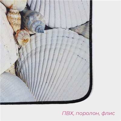 Коврики для ванной и туалета Доляна «Ракушки», 2 шт., 40×45 см, 45×75 см
