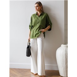 Блузка с цельнокроеным рукавом  изо льна с вискозой