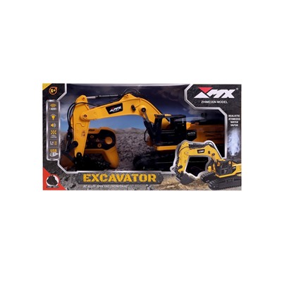 Машинка радиоуправляемая «Стройка», экскаватор, металлический ковш, аккумулятор, световые, звуковые и дымовые эффекты