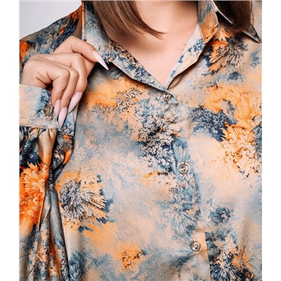 Блуза #КТ1936 (2), голубой, оранжевый