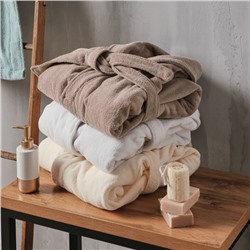 Халат махровый женский SL HOME: Basic «Айвори», хлопок 100%, молочный