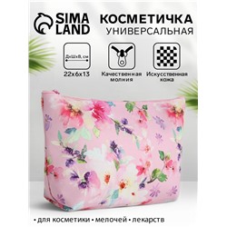 Косметичка-пенал на молнии, плоская, с рисунком, розовая