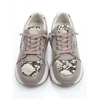 03-A847-11 GRAY/BROWN Кроссовки женские (натуральная кожа)