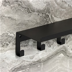 Полка с крючками «Лофт Арт», 50×11×7,5 см, чёрная