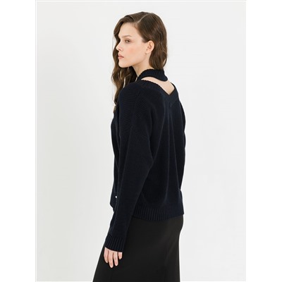 Джемпер вязаный тёмно-синий