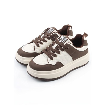 04-PDH336-3 BROWN Кроссовки демисезонные женские (натуральная кожа, нубук)